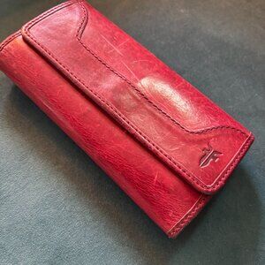 Frye Red Leather Tri-fold Wallet